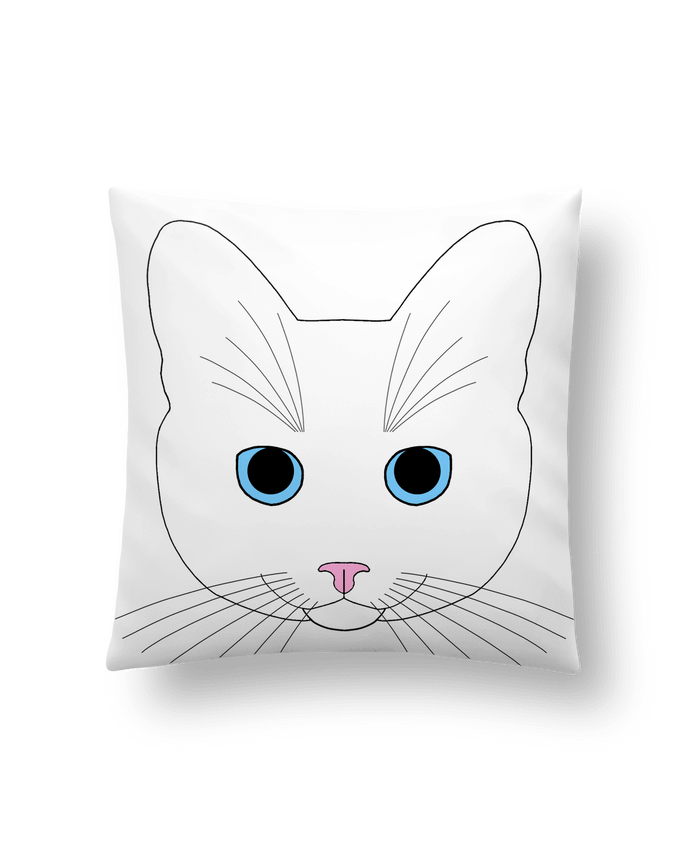 Coussin Chat blanc yeux bleu par Finger L