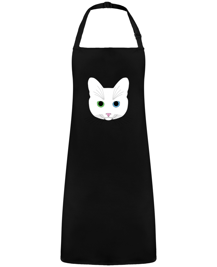 Tablier Chat blanc yeux vert bleu par  Finger L
