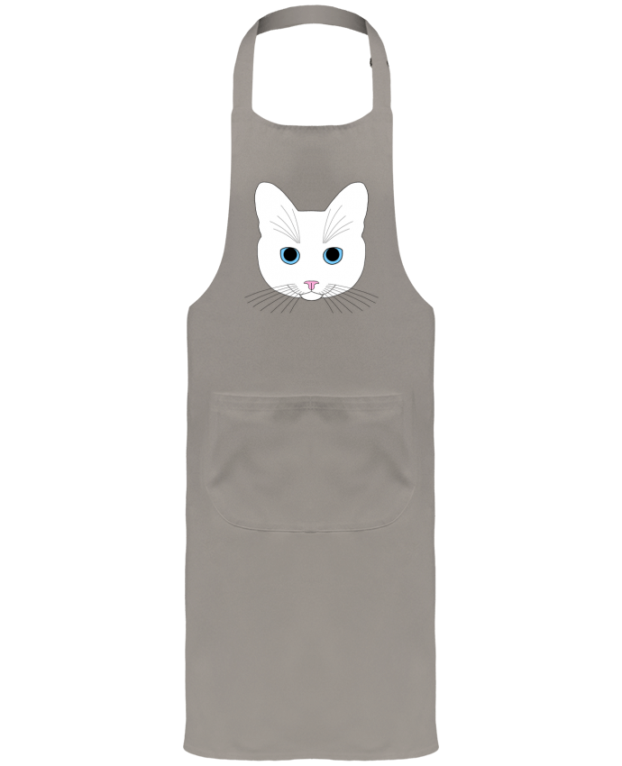Tablier avec poches Chat blanc yeux bleu par Finger L