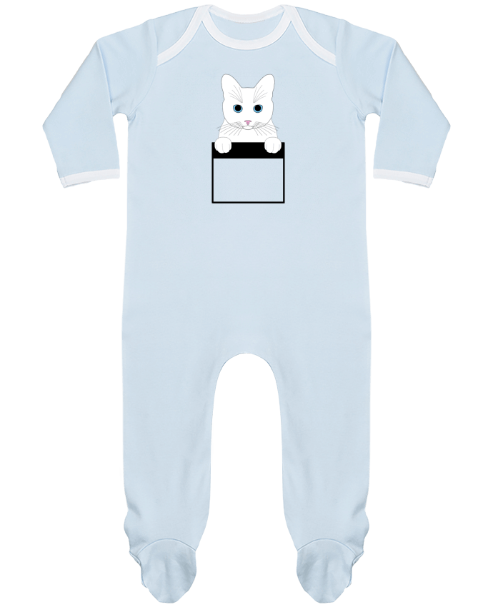 Body Pyjama Bébé Chat blanc yeux bleu poche par Finger L