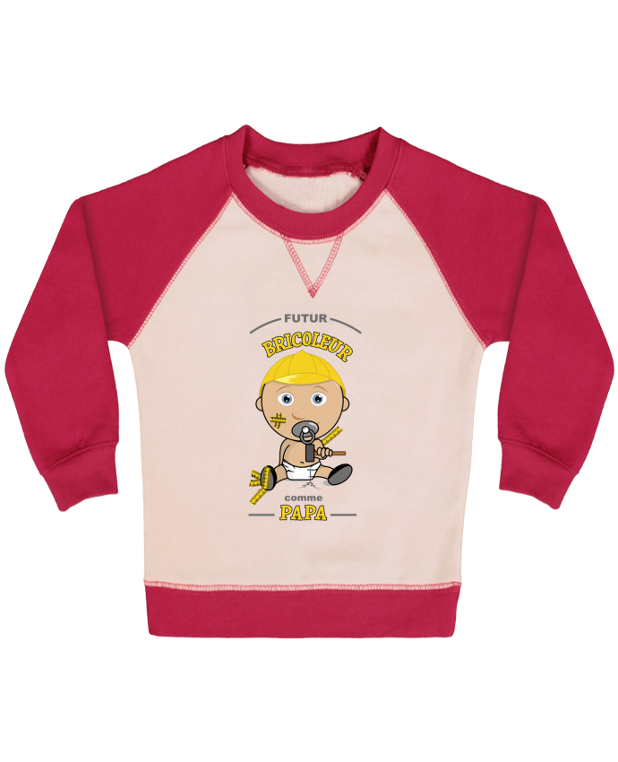 Sweatshirt Baby crew-neck sleeves contrast raglan Bébé Futur Bricoleur Comme papa by GraphiCK-Kids
