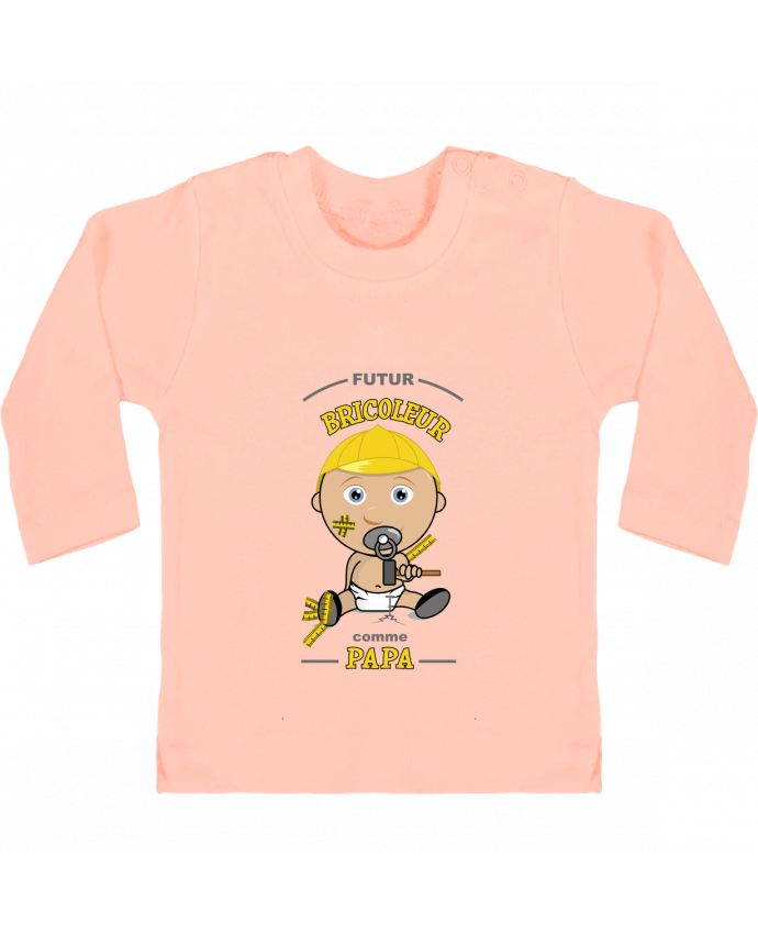 Baby T-shirt with press-studs long sleeve Bébé Futur Bricoleur Comme papa manches longues du designer GraphiCK-Kids