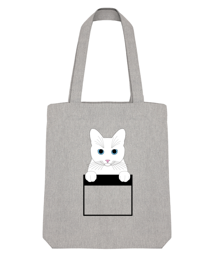Tote Bag Stanley Stella Chat blanc yeux bleu poche par Finger L 