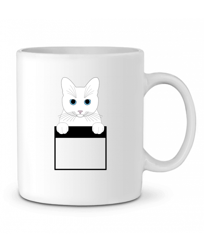 Mug  Chat blanc yeux bleu poche par Finger L