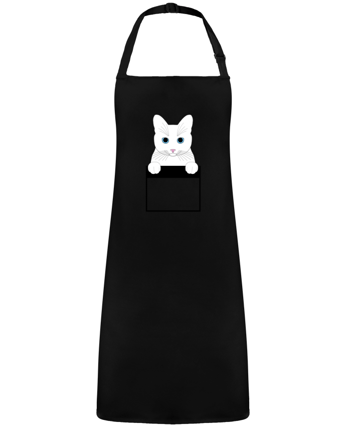 Tablier Chat blanc yeux bleu poche par  Finger L