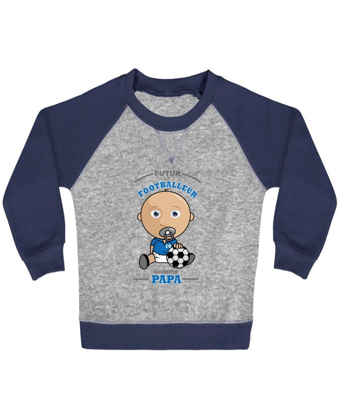 Sweat bébé manches contrastée Futur Footballeur comme papa par GraphiCK-Kids