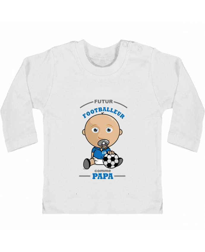 Baby T-shirt with press-studs long sleeve Futur Footballeur comme papa manches longues du designer GraphiCK-Kids