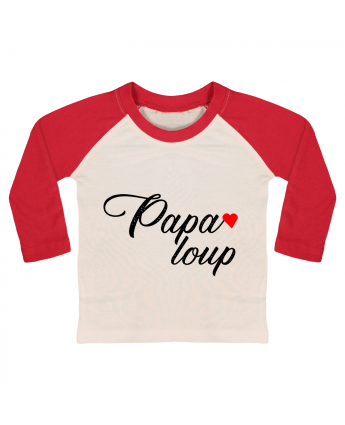 Tee-shirt Bébé Baseball ML papa loup par Tosca_33