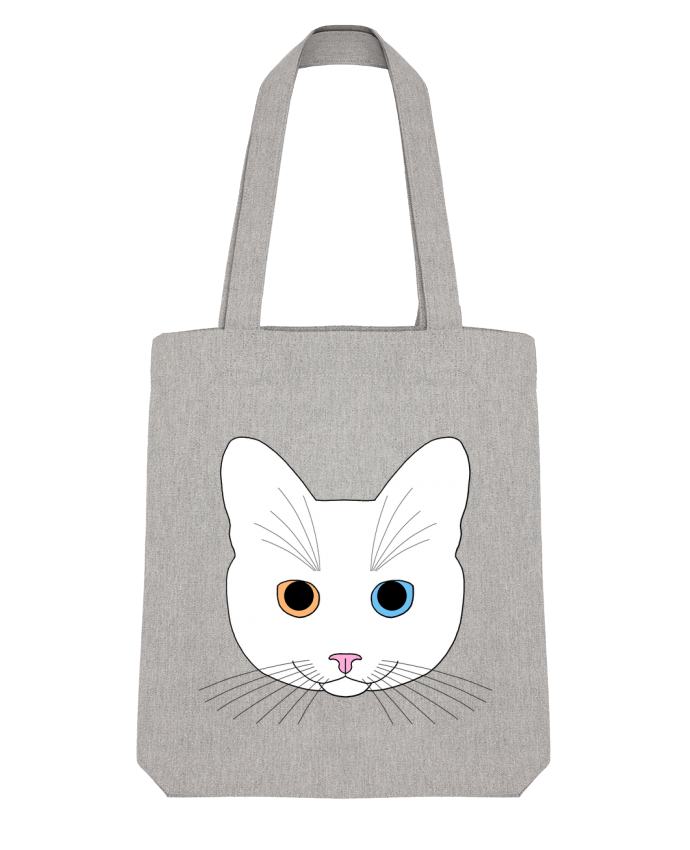 Tote Bag Stanley Stella Chat tête blanc yeux orange bleu par Finger L 