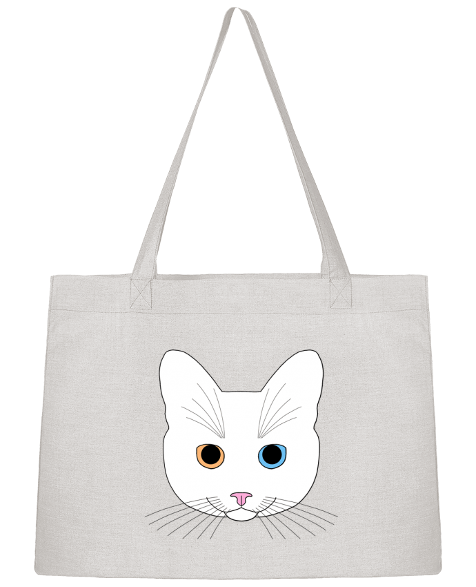 Sac Shopping Chat tête blanc yeux orange bleu par Finger L