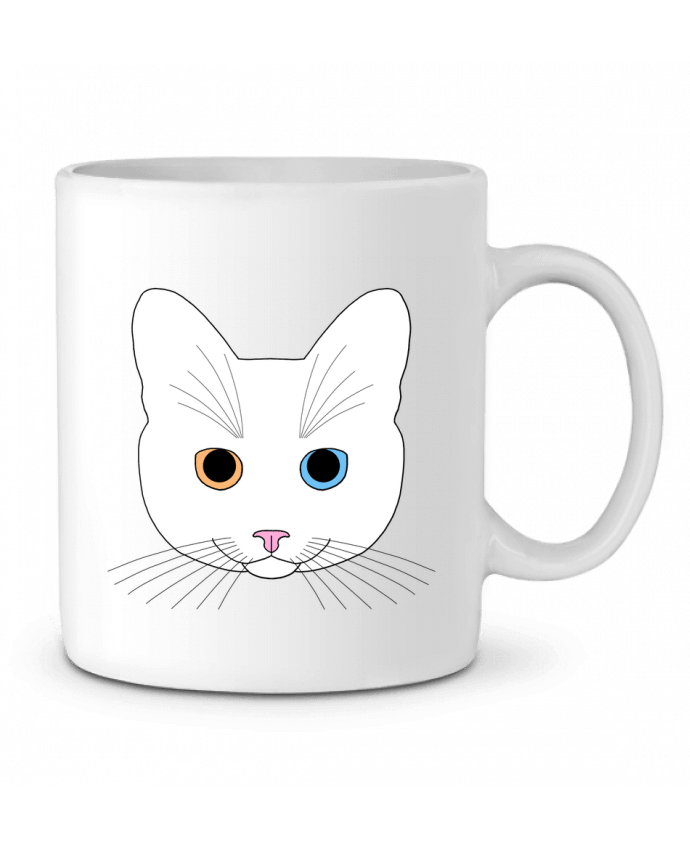 Mug  Chat tête blanc yeux orange bleu par Finger L