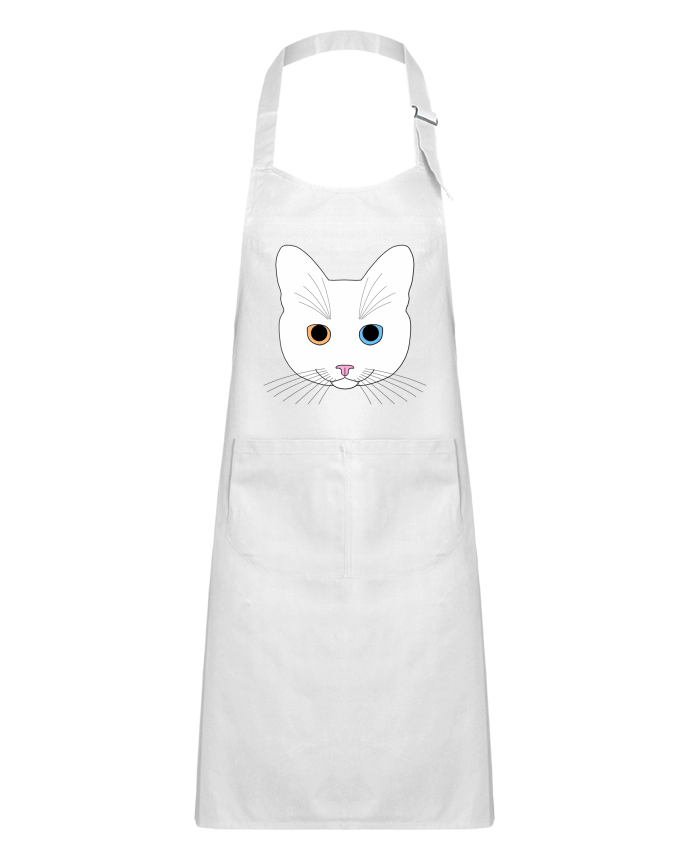 Tablier Enfant Chat tête blanc yeux orange bleu par Finger L