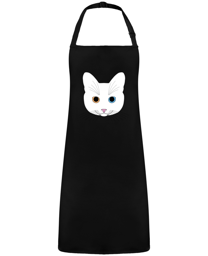 Tablier Chat tête blanc yeux orange bleu par  Finger L