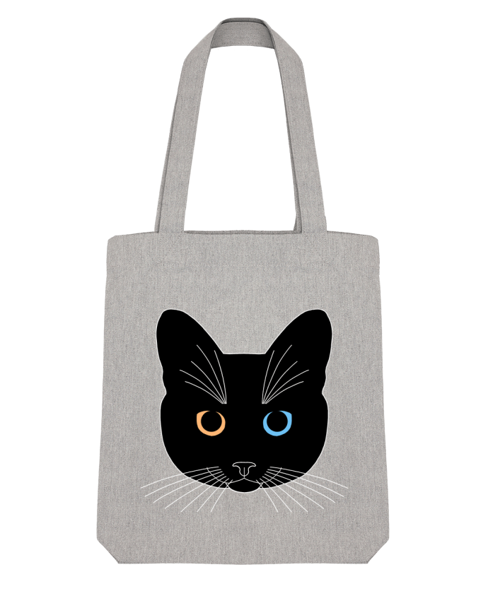 Tote Bag Stanley Stella Chat tête noir yeux orange bleu par Finger L 