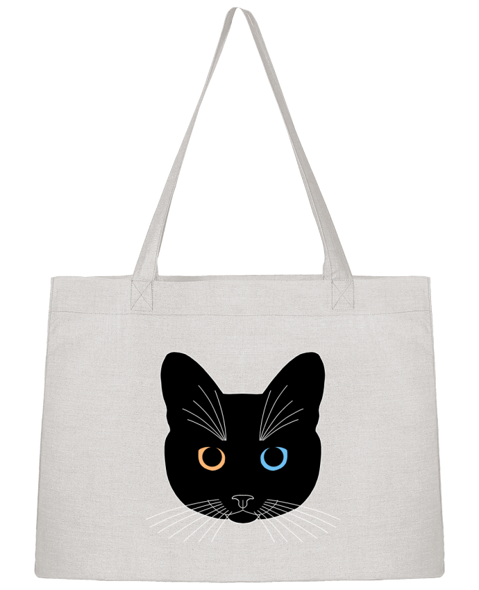 Sac Shopping Chat tête noir yeux orange bleu par Finger L