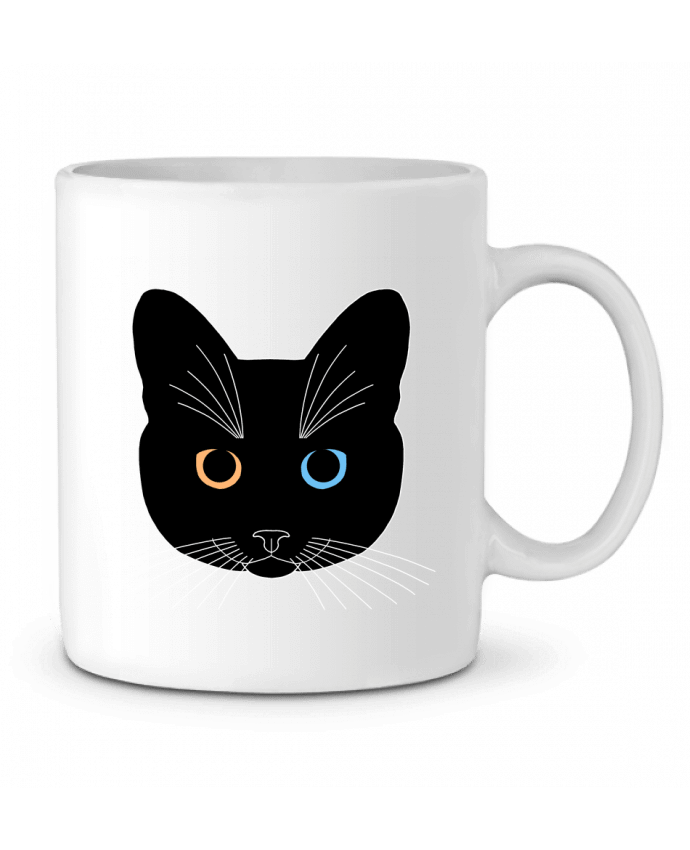 Mug  Chat tête noir yeux orange bleu par Finger L