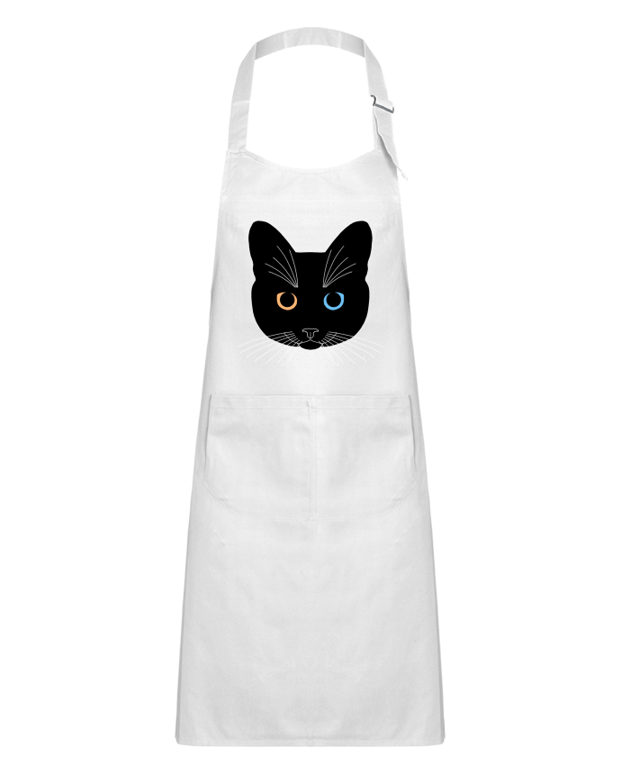 Tablier Enfant Chat tête noir yeux orange bleu par Finger L