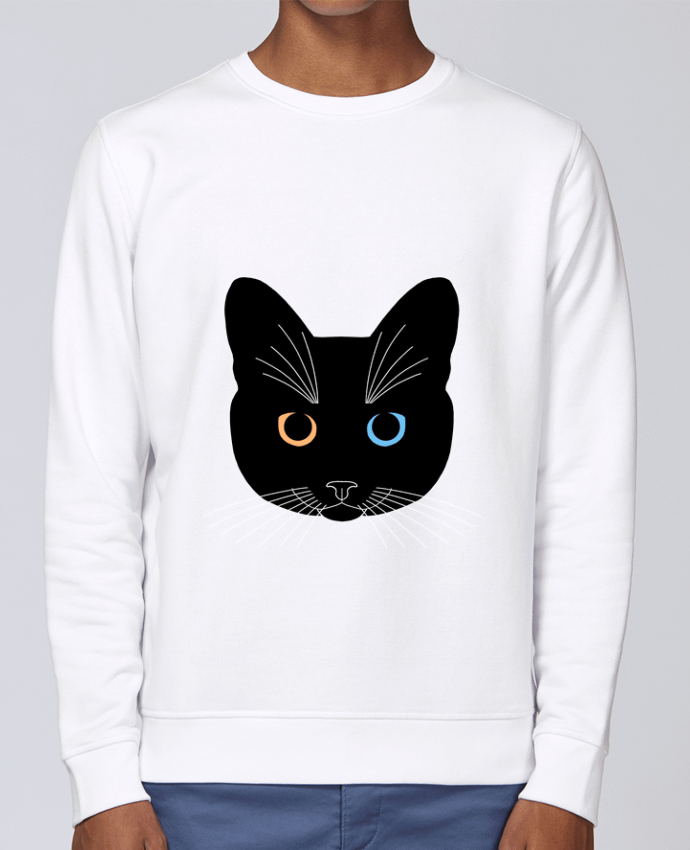 Sweatshirt Chat tête noir yeux orange bleu par Finger L