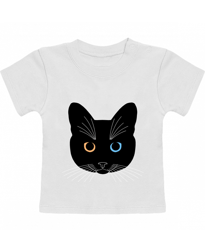 T-shirt bébé Chat tête noir yeux orange bleu manches courtes du designer Finger L