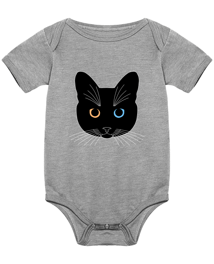 Body bébé Chat tête noir yeux orange bleu par Finger L