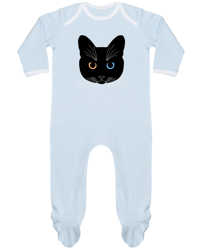 Body Pyjama Bébé Chat tête noir yeux orange bleu par Finger L