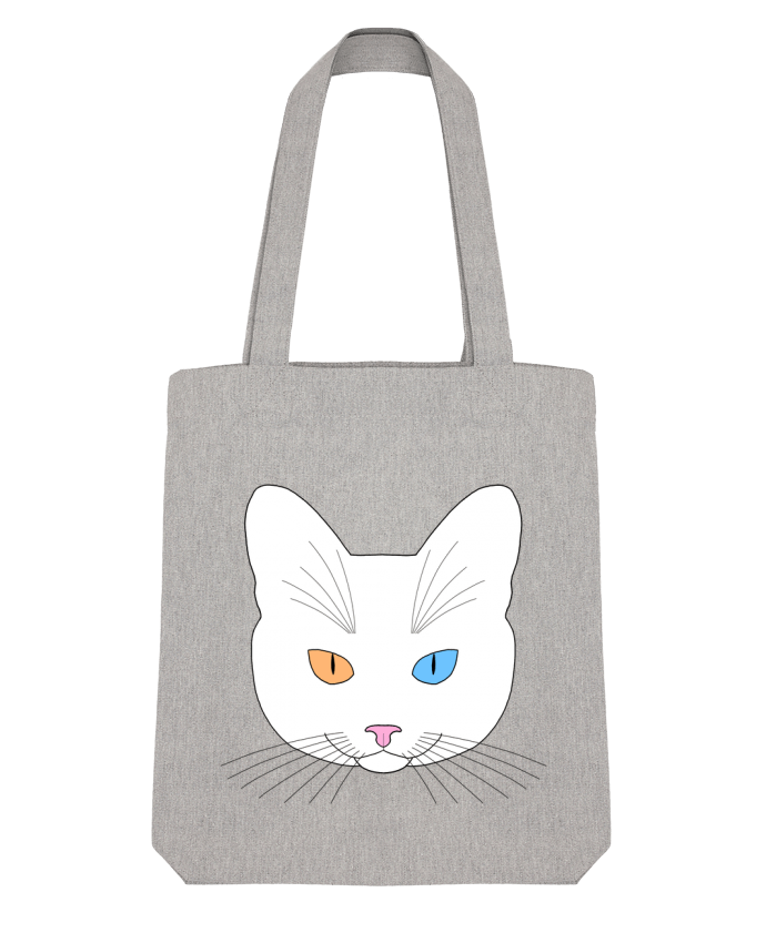 Tote Bag Stanley Stella Chat tête blanc yeux orange bleu par Finger L 