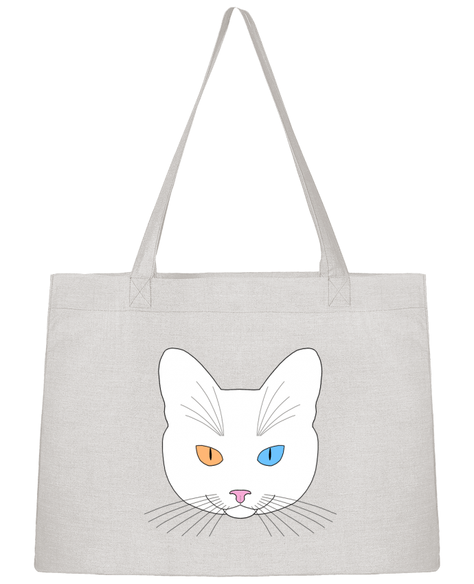 Sac Shopping Chat tête blanc yeux orange bleu par Finger L