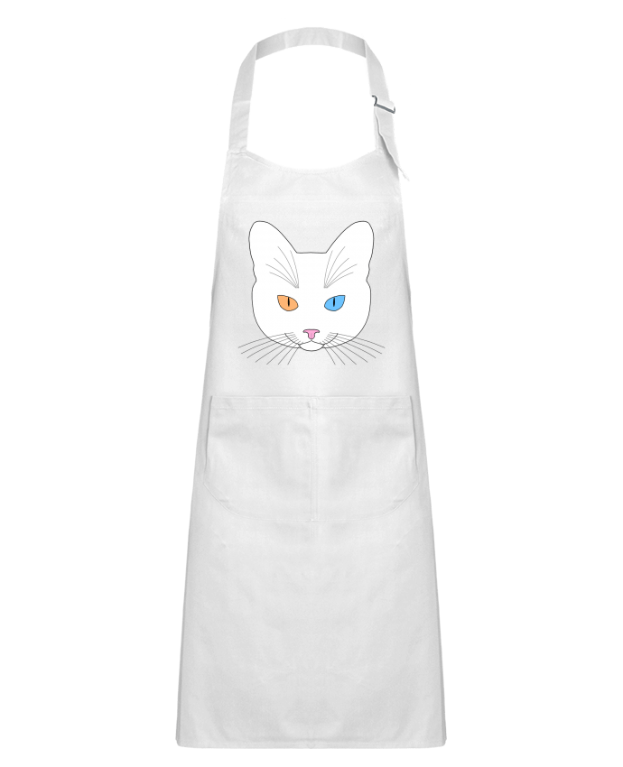 Tablier Enfant Chat tête blanc yeux orange bleu par Finger L
