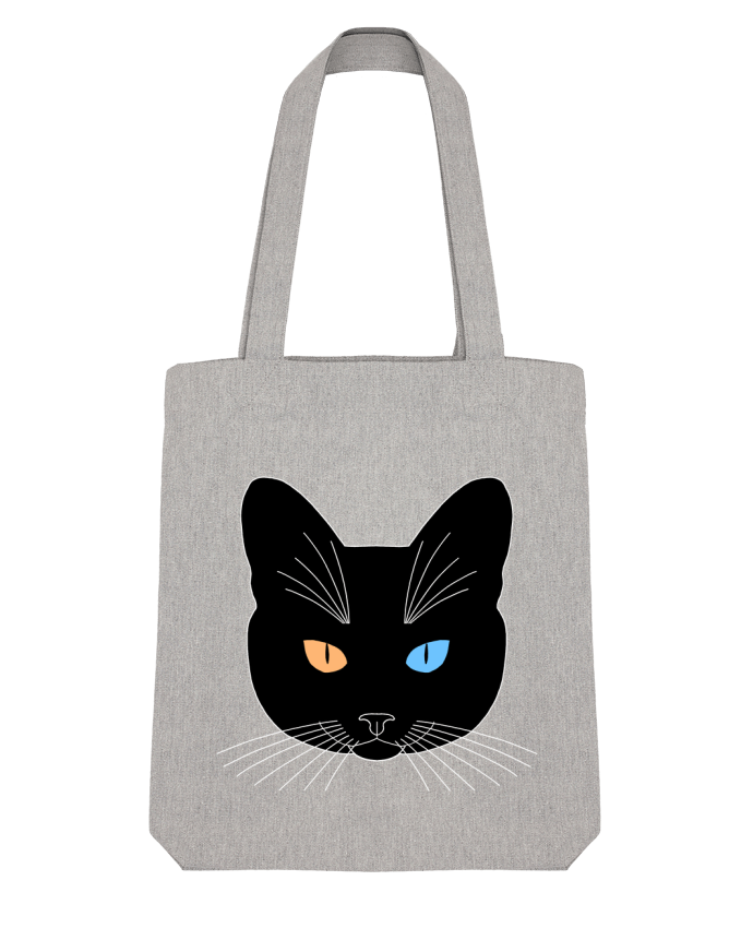 Tote Bag Stanley Stella Chat tête noir yeux orange bleu par Finger L 