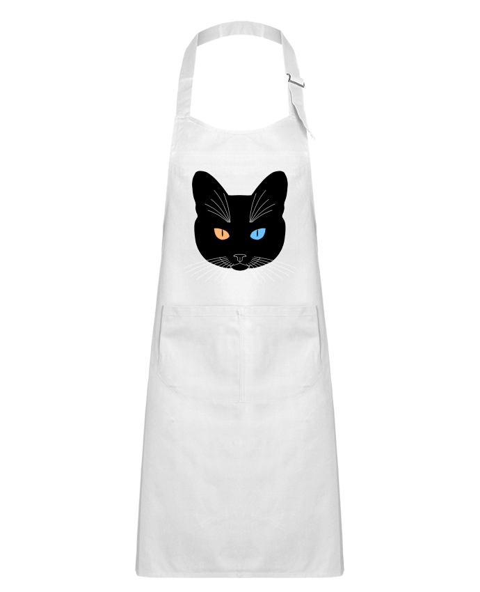 Tablier Enfant Chat tête noir yeux orange bleu par Finger L