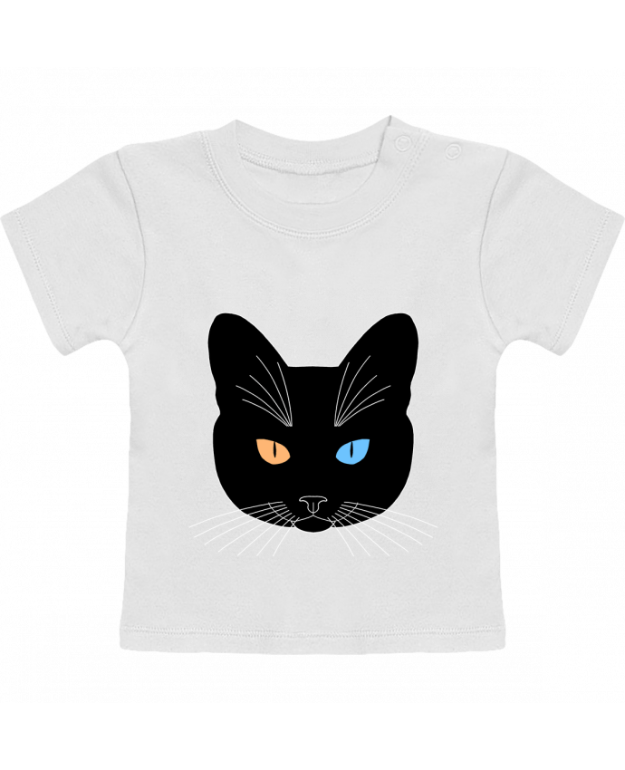 T-shirt bébé Chat tête noir yeux orange bleu manches courtes du designer Finger L