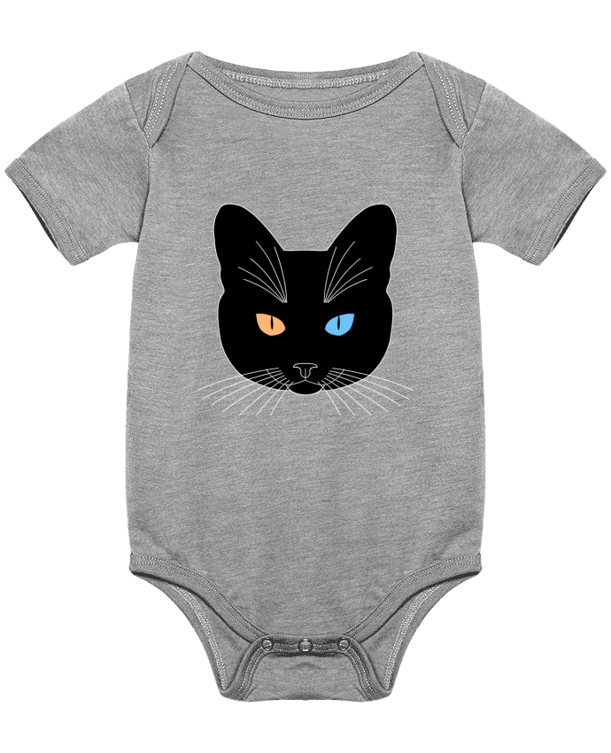 Body bébé Chat tête noir yeux orange bleu par Finger L