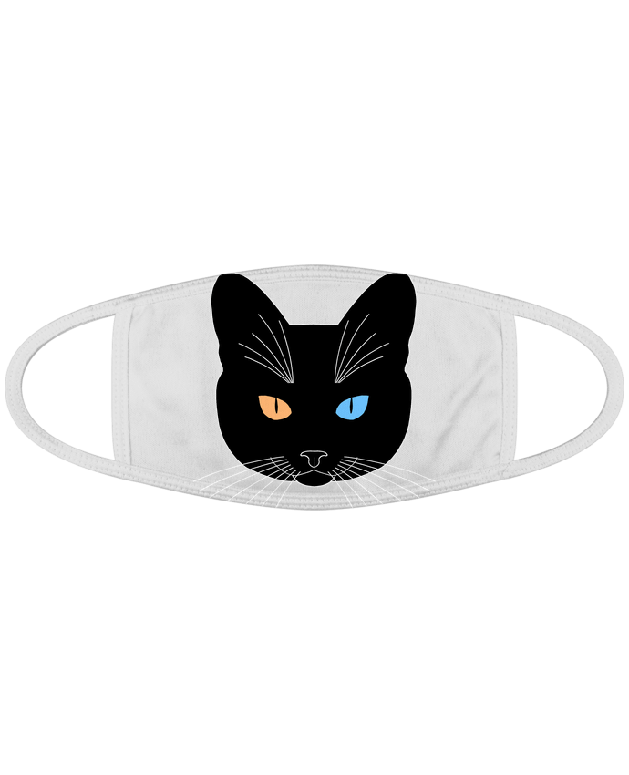 Masque Chat tête noir yeux orange bleu par Finger L