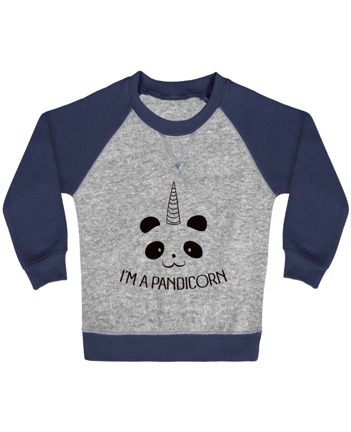 Sweat bébé manches contrastée I'm a Pandicorn par Freeyourshirt.com