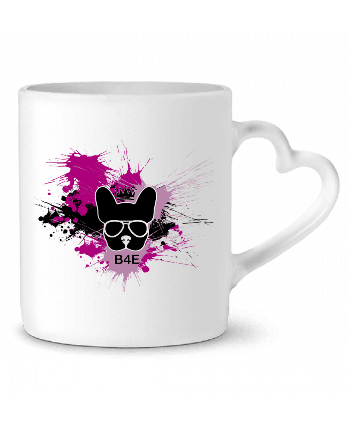Mug coeur Bouledogue rose peinture par Toncadeauperso