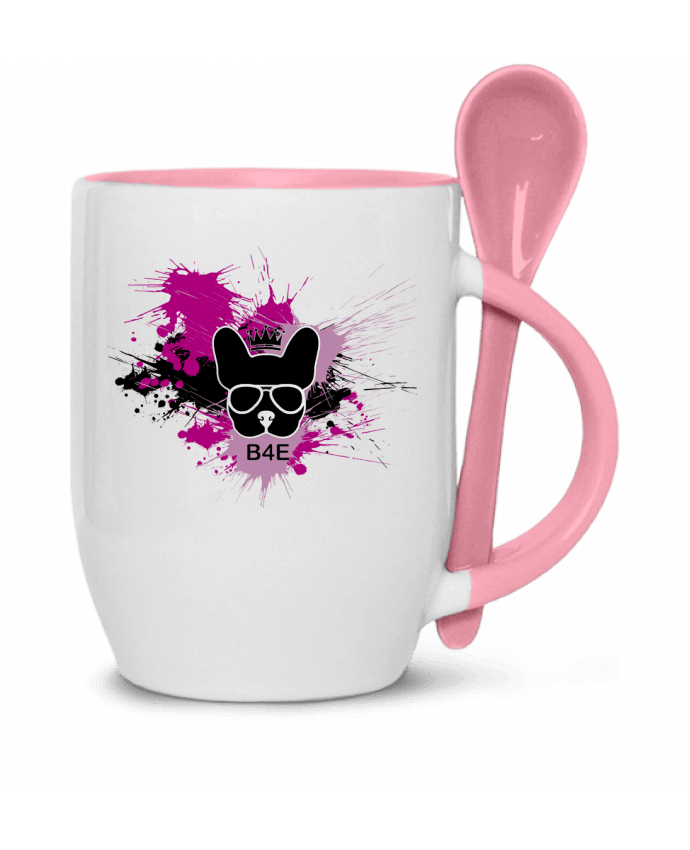  Tasse cuillère Bouledogue rose peinture par Toncadeauperso