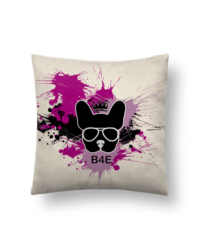 Coussin suédine Bouledogue rose peinture par Toncadeauperso