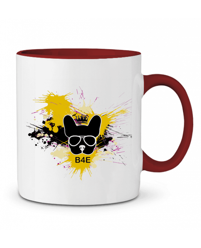 Mug bicolore Bouledogue Français jaune peinture Toncadeauperso