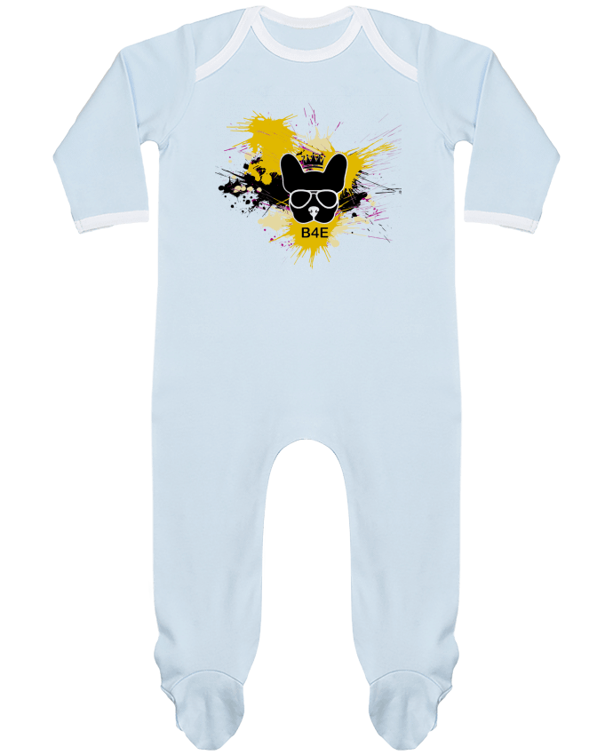 Body Pyjama Bébé Bouledogue Français jaune peinture par Toncadeauperso