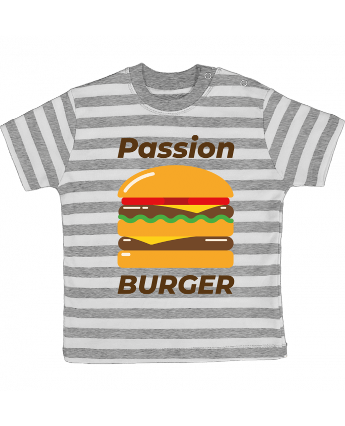 Tee-shirt bébé à rayures Passion burger par Mademoiselle Polly