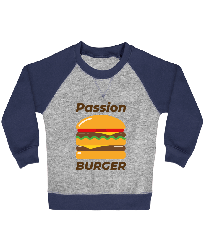 Sweat bébé manches contrastée Passion burger par Mademoiselle Polly