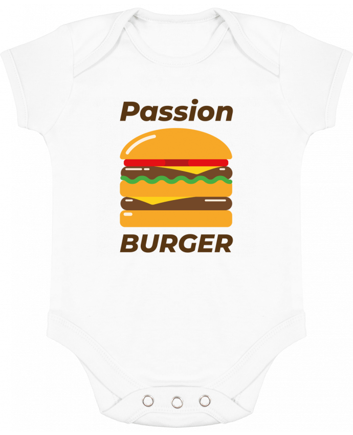 Body bébé manches contrastées Passion burger par Mademoiselle Polly