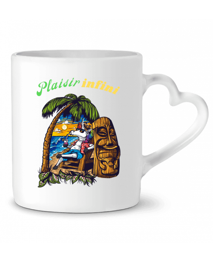 Mug coeur LA LICORNE EN VACANCES - PLAISIR INFINI par PLAISIR INFINI