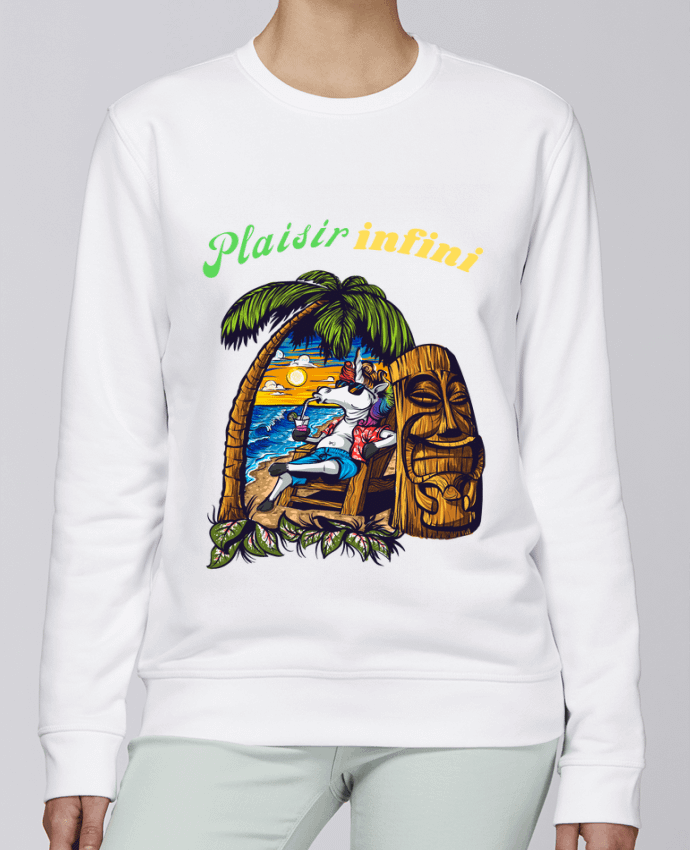 Unisex Sweatshirt Crewneck Medium Fit Rise LA LICORNE EN VACANCES - PLAISIR INFINI by PLAISIR INFINI