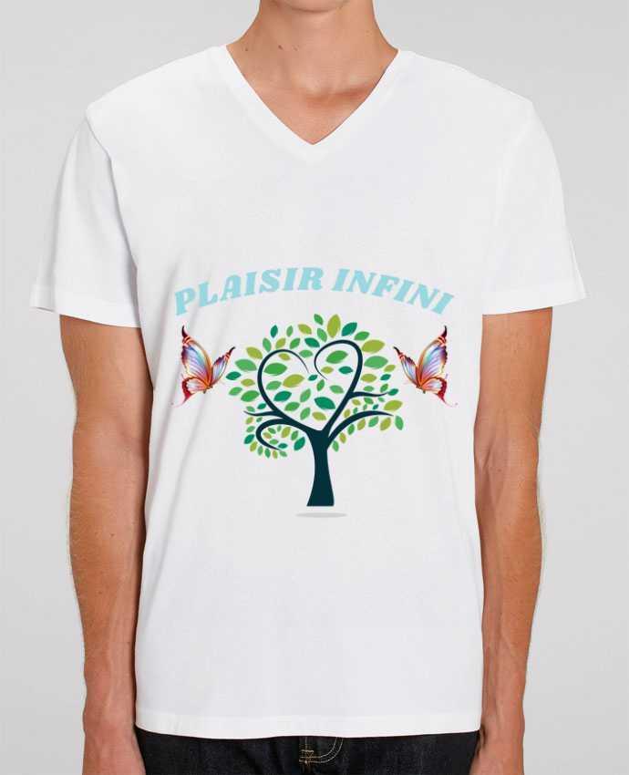 Camiseta Hombre Cuello V Stanley PRESENTER L'arbre de coeur et les papillons PLAISIR INFINI por PLAISIR INFINI