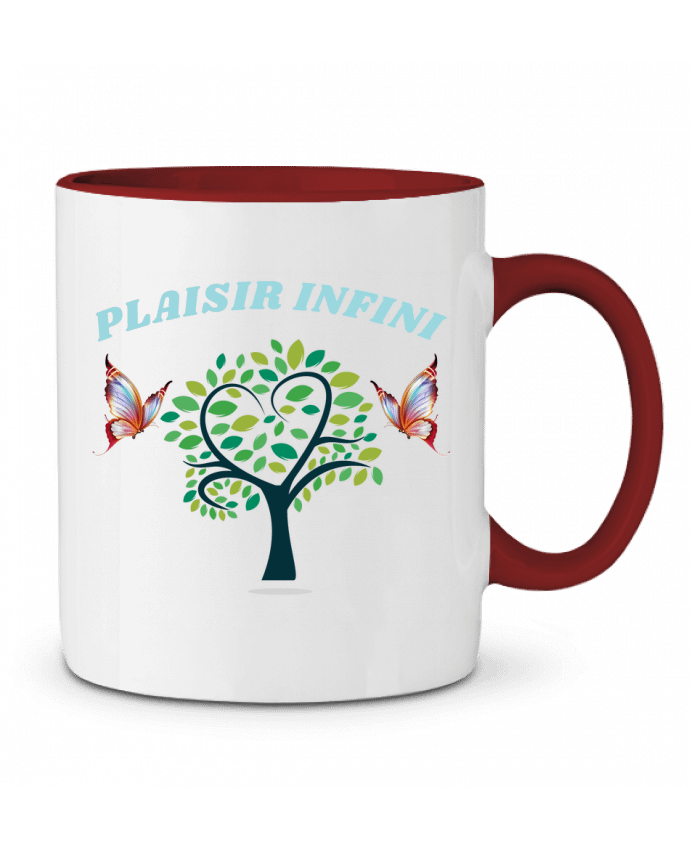 Mug bicolore L'arbre de coeur et les papillons PLAISIR INFINI PLAISIR INFINI