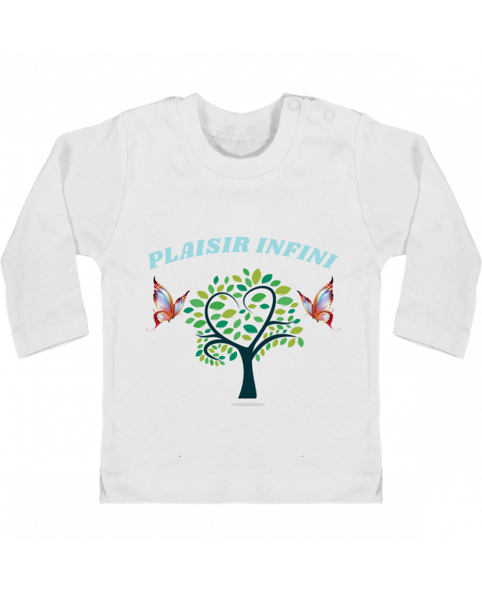 Baby T-shirt with press-studs long sleeve L'arbre de coeur et les papillons PLAISIR INFINI manches longues du designer PLAISIR I