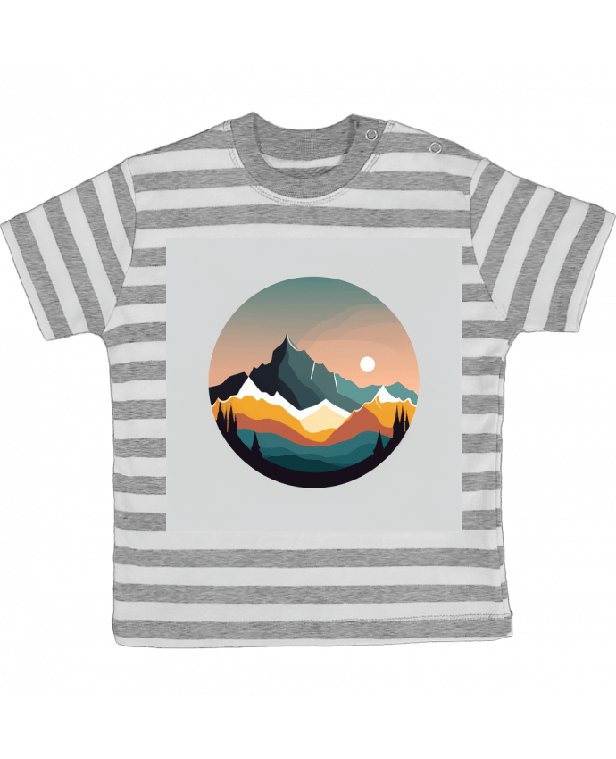 Tee-shirt bébé à rayures Montagne par Louis_Designs