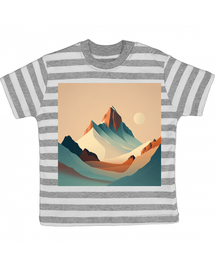 Tee-shirt bébé à rayures Montagne par Louis_Designs