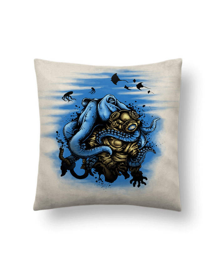 Coussin suédine Pieuvre et Scaphandre par Replicants